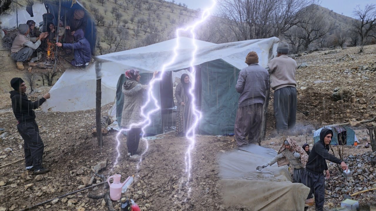 The hard life of nomads in the mountains : Nomadic People's Struggle Against Winter Rain ⛰️❄️