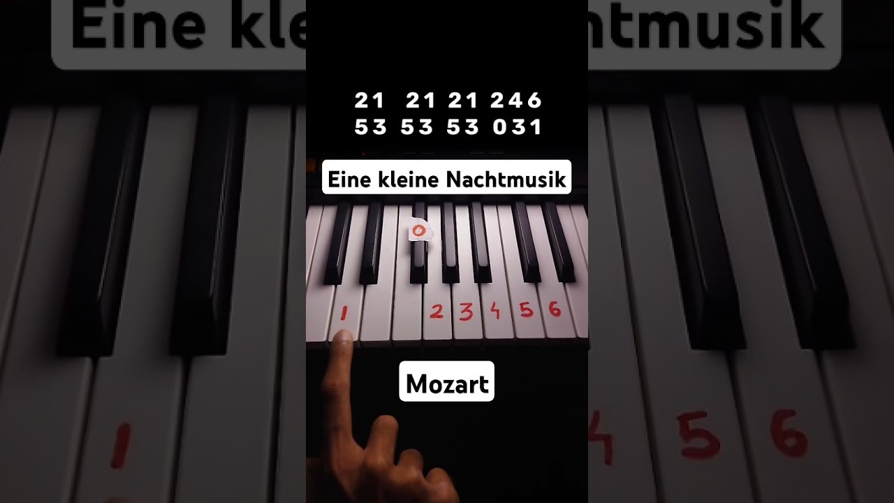 Mozart : Eine kleine Nachtmusik Very simple piano tutorial #pianolessons #piano#pianotutorial#mozart