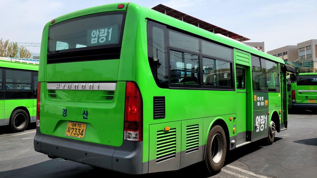 경산(압량1 경산버스) [대청환경앞~자인정류장]구간 2022년 3월식 현대[HYUNDAI] 그린시티[Green City] F/L CNG 개선형 고상 앞면 주행영상(230131)