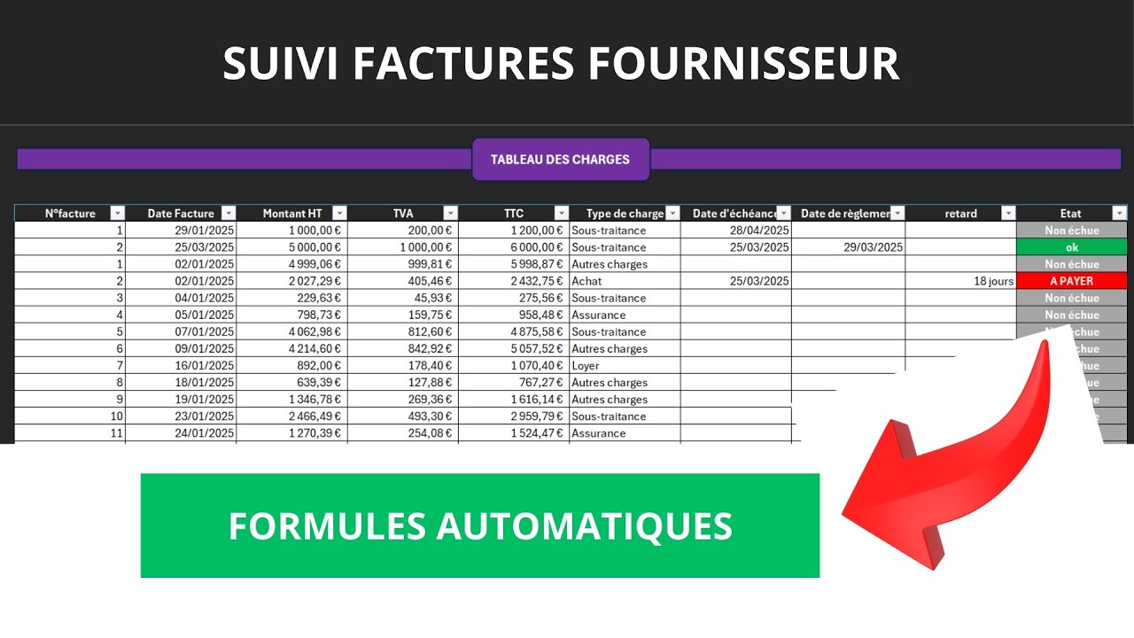 Échéancier Excel : Suivi de Paiement Fournisseurs