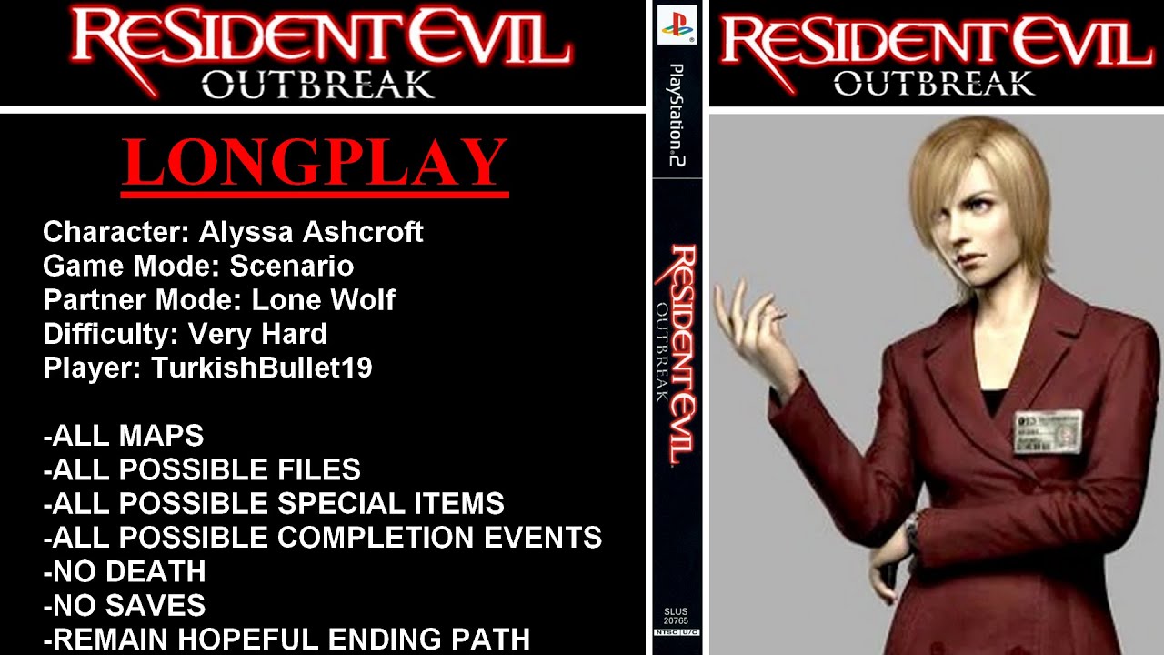Resident Evil Outbreak (PlayStation 2) - (Longplay - Alyssa Ashcroft | Very Hard / Lone Wolf)