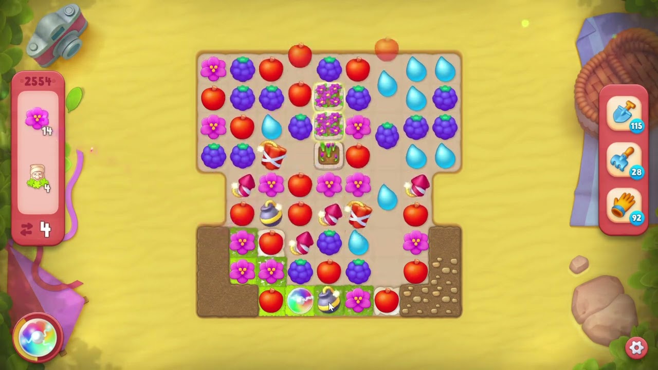 Gardenscapes 2554 Hard Level - 15 moves - NO BooSTERS