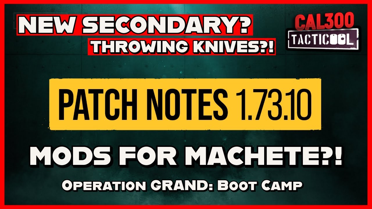 TACTICOOL: NEW SECONDARY - THROWING KNIVES | MODS FOR MACHETE? (PATCH NOTES [1.73.10])