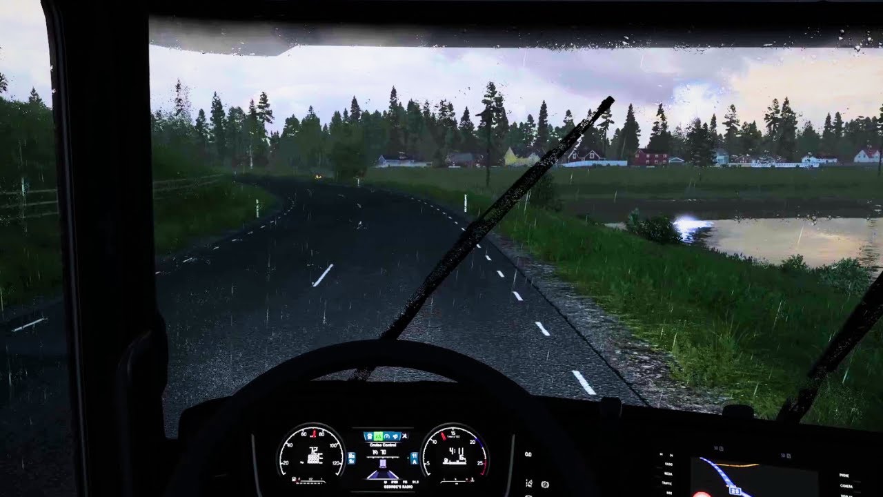 Cozy Thunderstorm & Dawn Drive in Sweden | Relaxing & Realistic | No Commentary | ETS2
