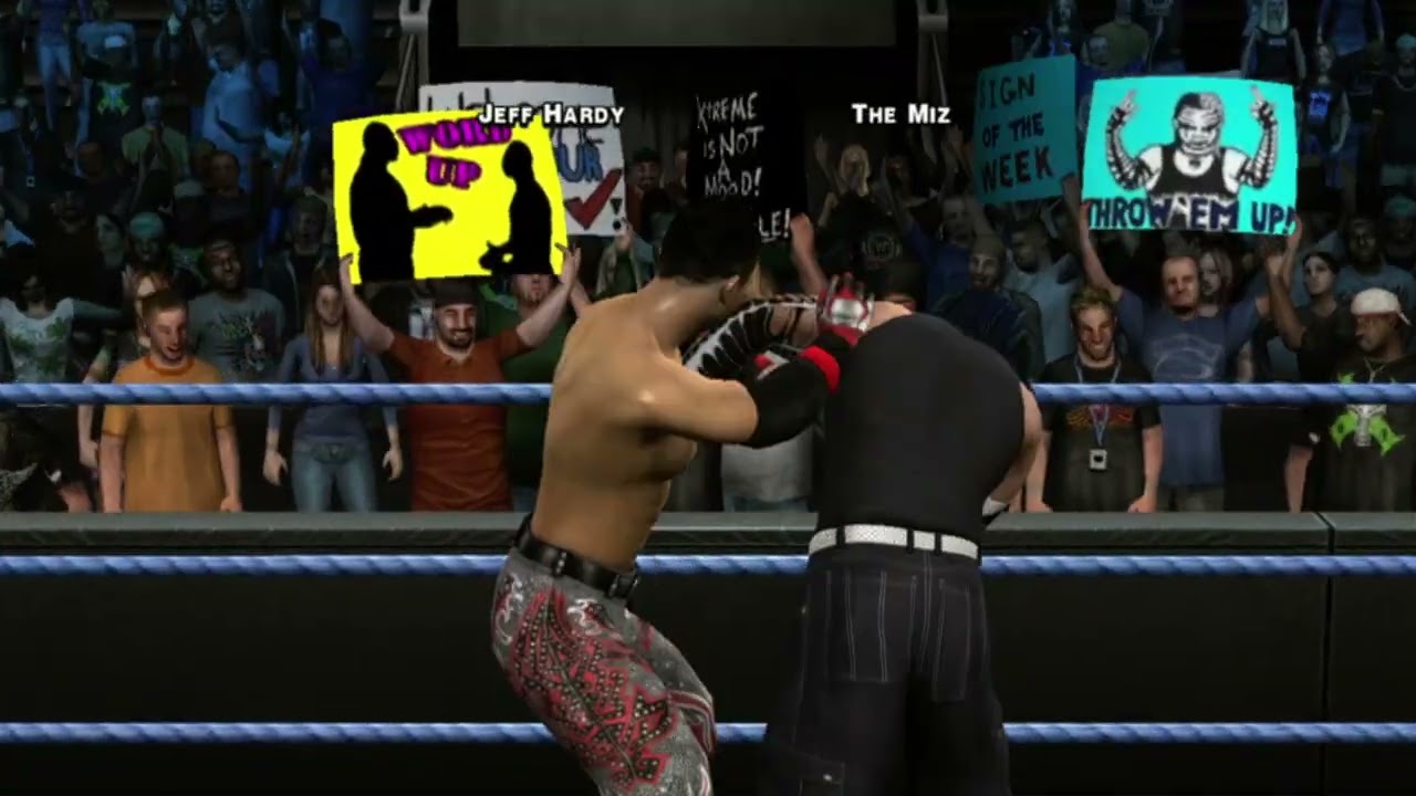 WWE Smackdown vs Raw 2010 - XBOX 360 Gameplay - The Miz vs Jeff Hardy - Last Man Standing Match