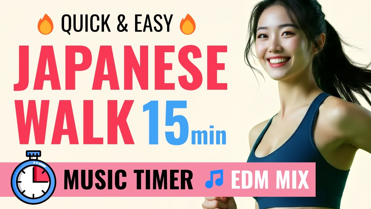 Quick 15min JAPANESE WALK at Home |  Easy Burn🔥 [ 🎵Music Timer⌛️ ] EDM MIX