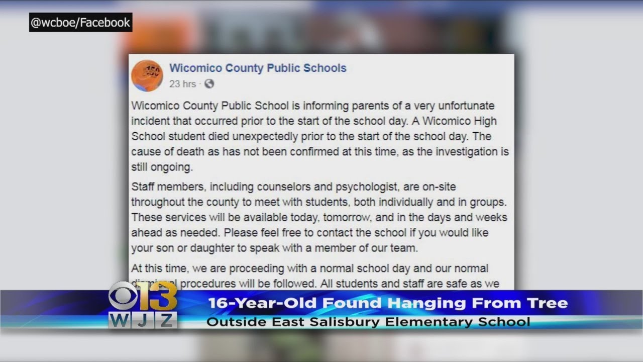 Teen Found Hanging Outside Maryland Elementary School