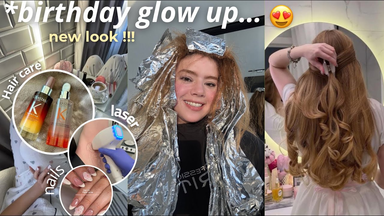 the BIGGEST birthday transformation🎀 ⭐️ nails, hair & laser glow up😍|اللتغير درت فعيد ميلادي التغي💕✨