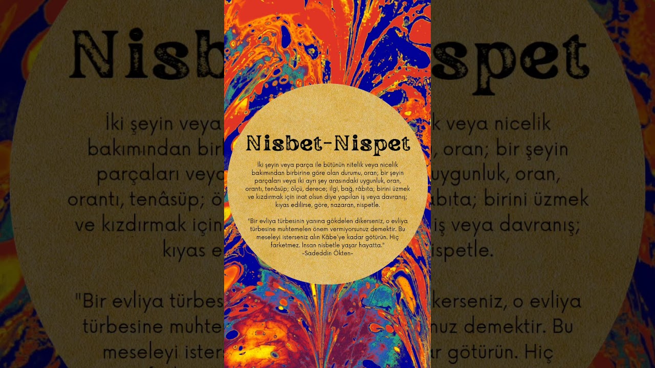 Kelime: Nisbet-Nispet, Alıntı: Sadeddin Ökten
