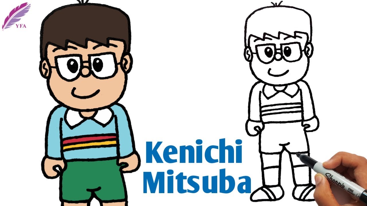 How to Draw Kenichi Mitsuba from Ninja Hattori | Cartoon Drawing Easy Step by Step | YaazhiniFineArt