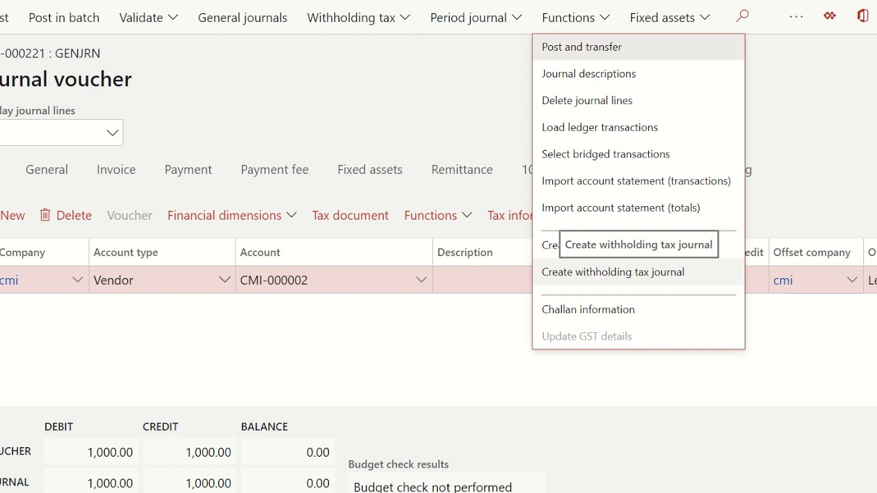 Debit/Credit note in D365