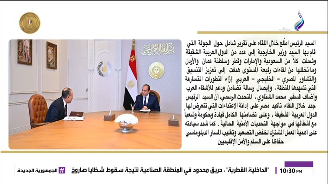 تفاصيل اجتماعات الرئيس السيسي اليوم مع رئيس الوزراء ووزير النقل ووزير الخارجية