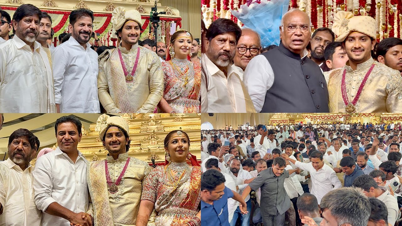 CM Revanth Reddy & KTR Attended Deputy CM Bhatti Vikramarka Son Marriage | Mallikarjun Kharge #viral