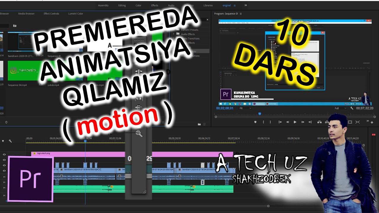 PREMIERE DASTURIDA ANIMATSIYA QILISHNI O`RGANAMIZ // A TECH UZ // SHAKHZODBEK  //