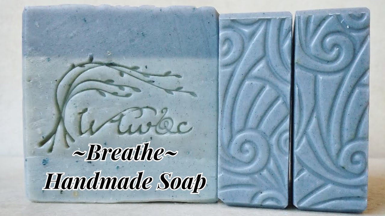 Breathe - All Natural Cold Process Soap - Indigo, Zinc Oxide, Essential Oils - Impression Mat