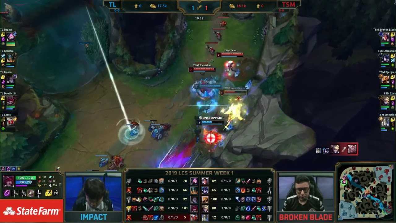 Doublelift Xayah triple kill | TL vs TSM | LCS Summer 2019