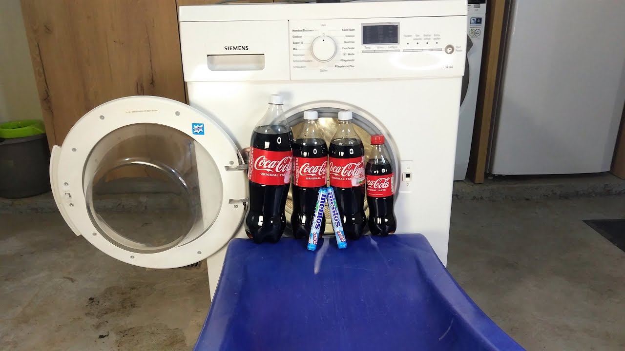 Experiment - Coca Cola and Mentos  - in a  Washing Machines