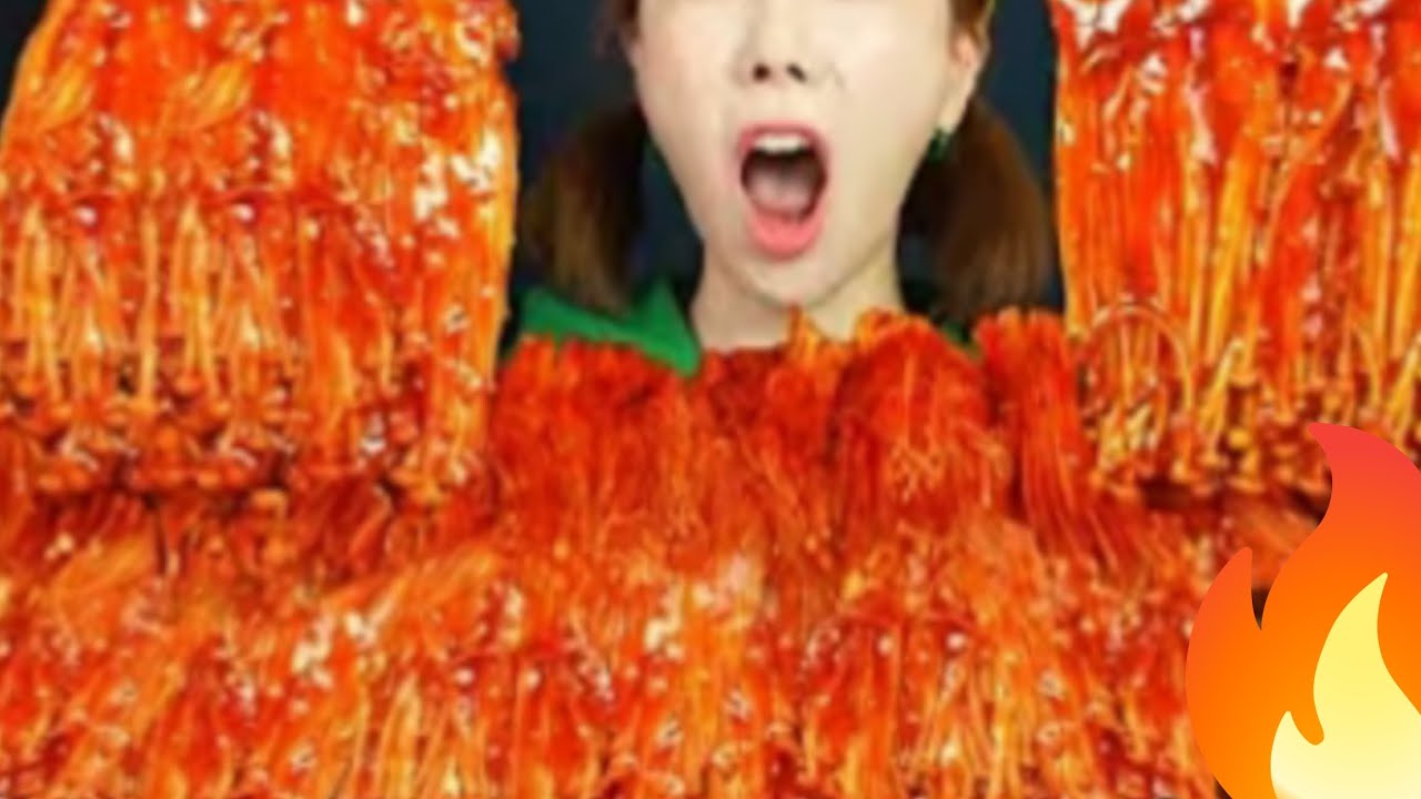 (MUKBANG ASMR) 🔥Spicy Enoki Mushrooms Recipe With Fire Sauce 
