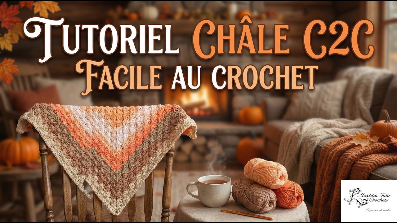 Ch&acirc;le, &eacute;charpe corner C2C au crochet @AlextitiaTutoCrochet