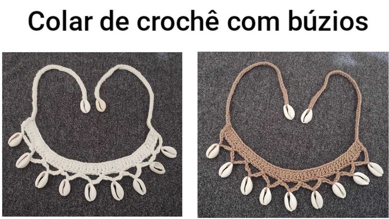 Como fazer colar de crochê com búzios fácil e rápido - crochet necklace 