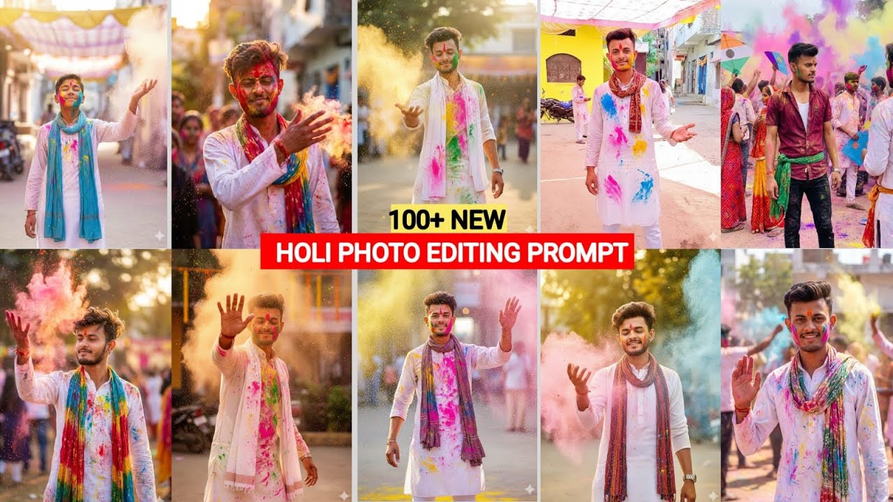 Holi Ai Photo Editing Gemini Prompts | Google Gemini Holi Photo Editing Prompts | Holi Photo Editing