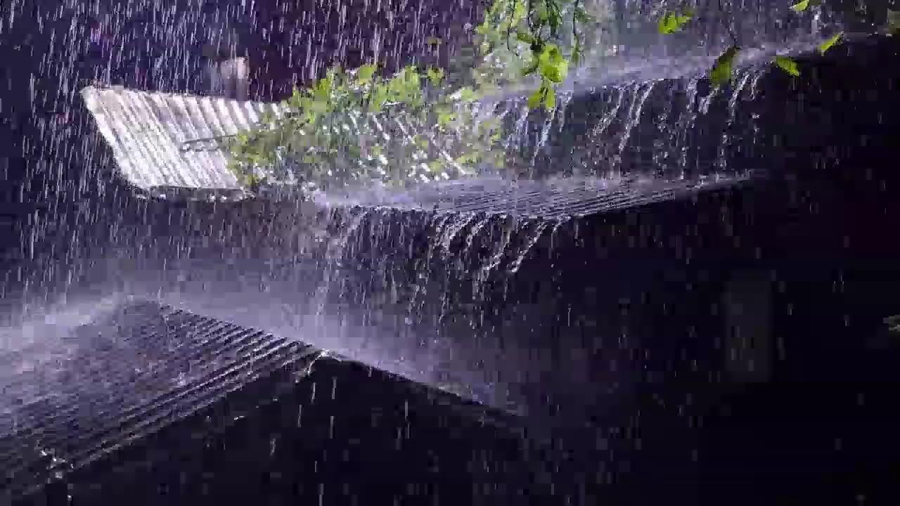 Heavy Rain on Tin Roof for Sleeping | Relaxing Night Rain Ambience