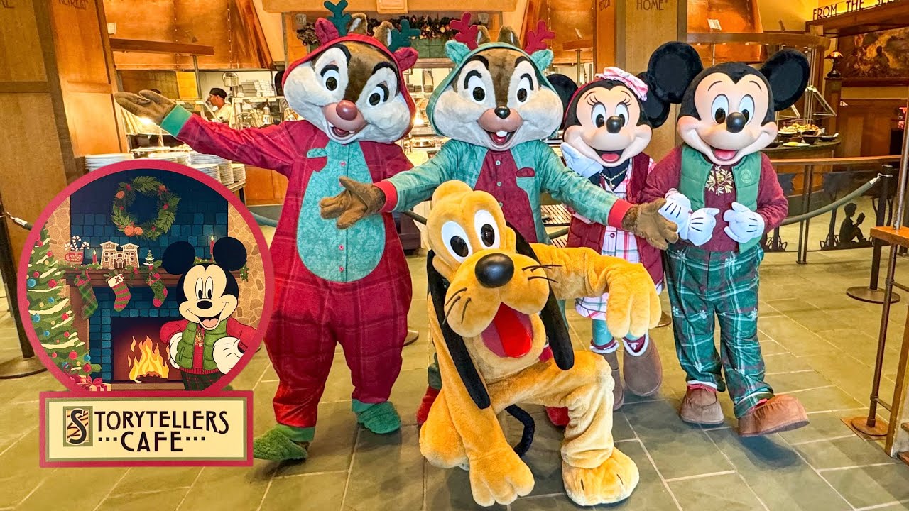 Mickey's Holiday Pajama Party at Storytellers Cafe! Disneyland Character Brunch Buffet