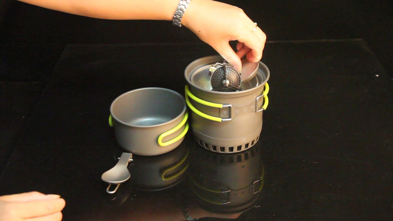 Y9189 0.75L Camping Pot Bowl Set Energy-saving Cooking Pot Folding Handle Bowl Kit Camping Cookware