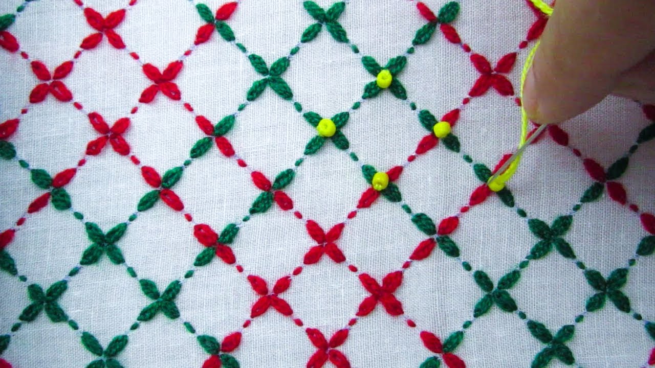 Hand Embroidery; Dopatta Embroidery Design by Nakshi Kantha World