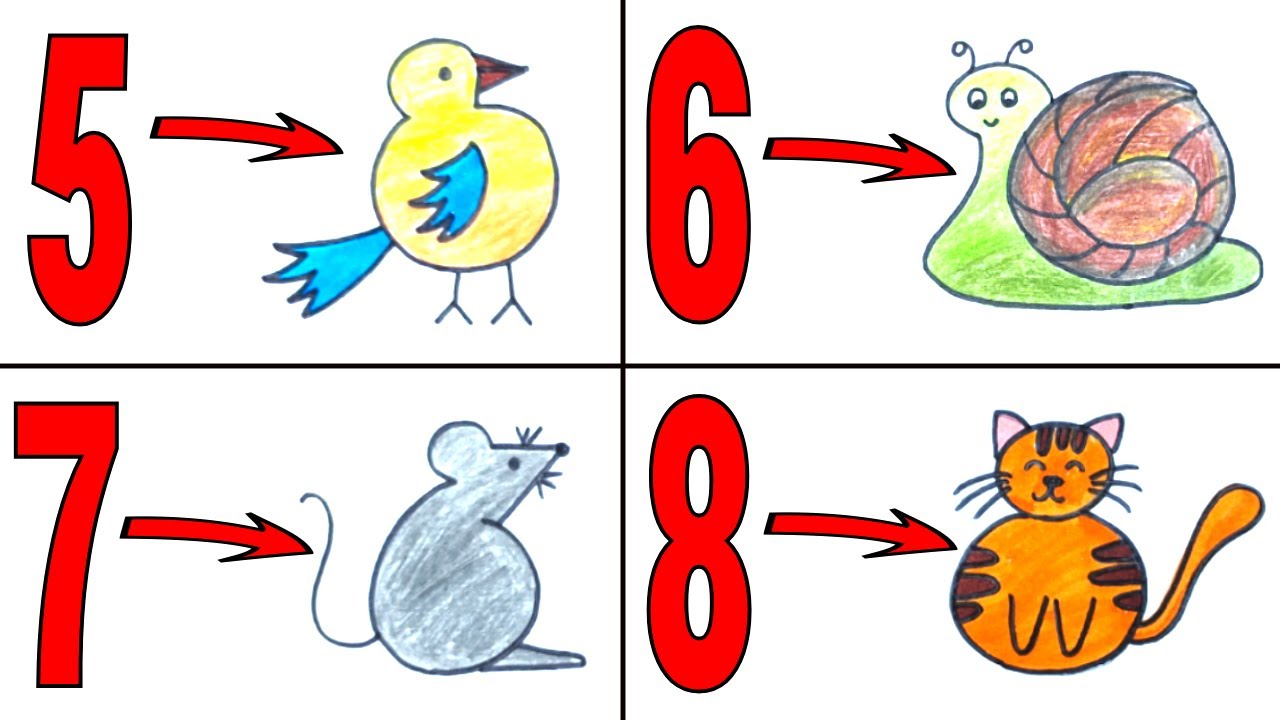 How to Draw pictures using numbers | Number Drawing easy step by step