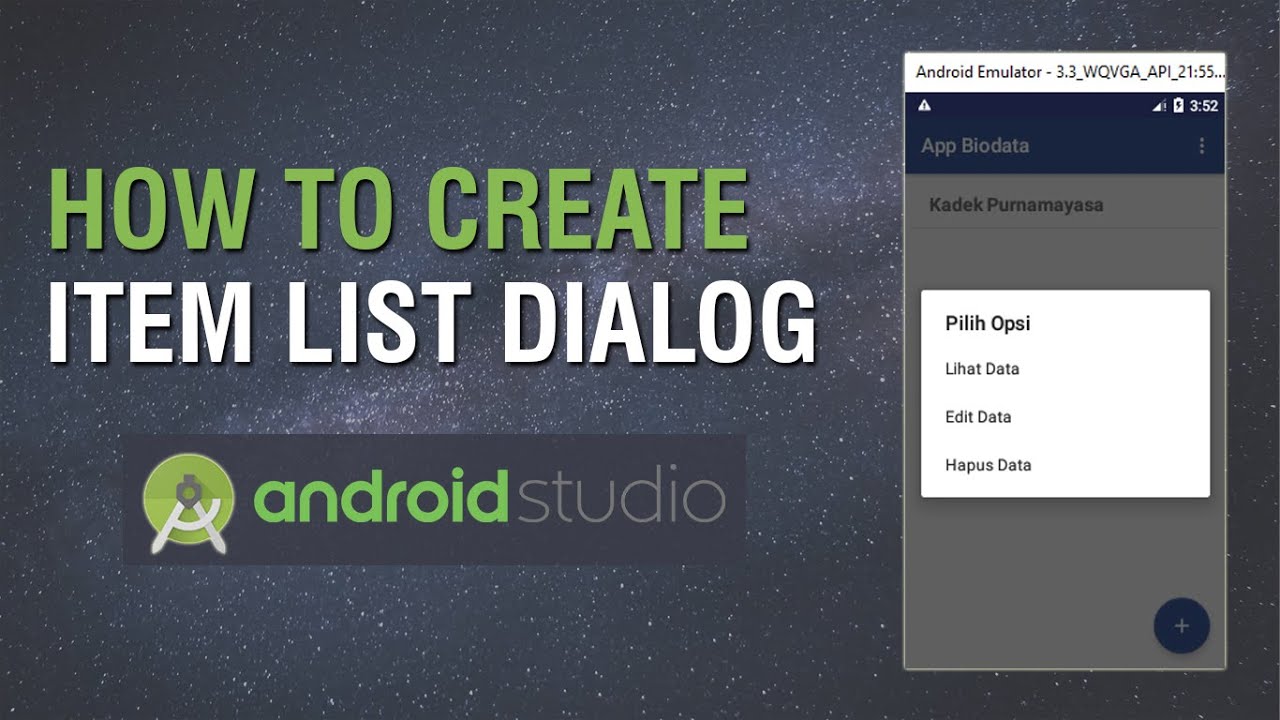 Cara Membuat List Item Dialog / Menu Dialog di Android Studio