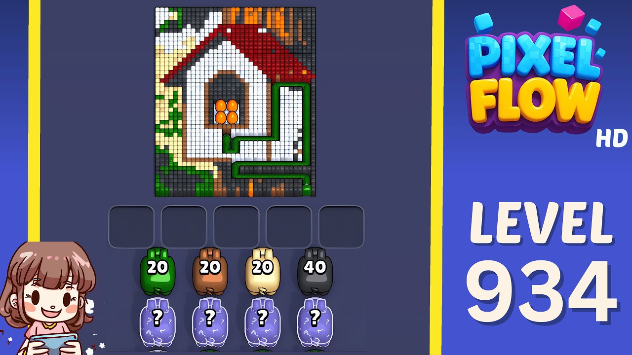 Pixel Flow Level 934 Solution Walkthrough