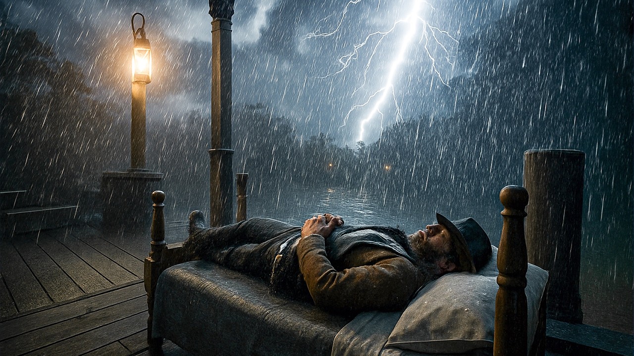 Sleeping on a Peaceful Porch Bed During night-time Thunderstorm | RDR2 ASMR