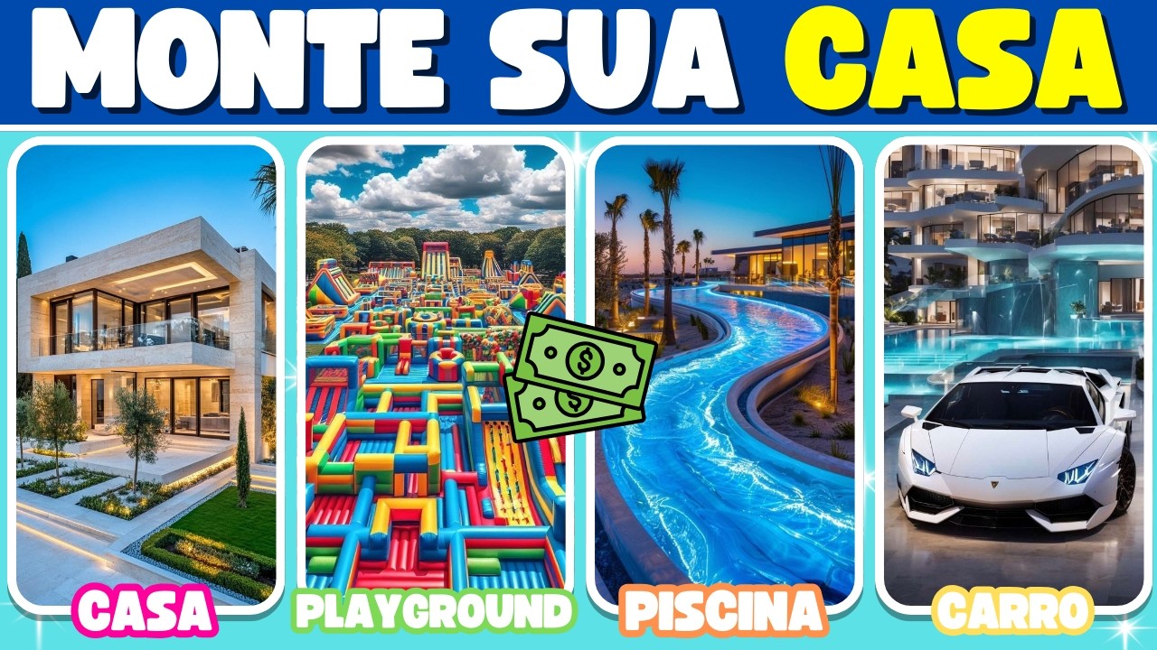 🏡MONTE SUA CASA DOS SONHOS DE R$10.000.000 💎✨ Voc&ecirc; Escolhe Tudo! | Globo Quiz|  Desafio | Jogo