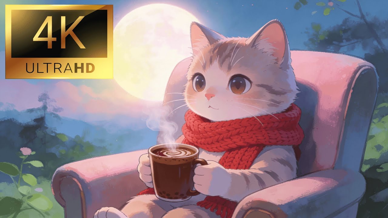 Lofi Winter Jazz – Cute Cat chills | Lofi Chill & Relaxation Background 4K SUPER QUALITY