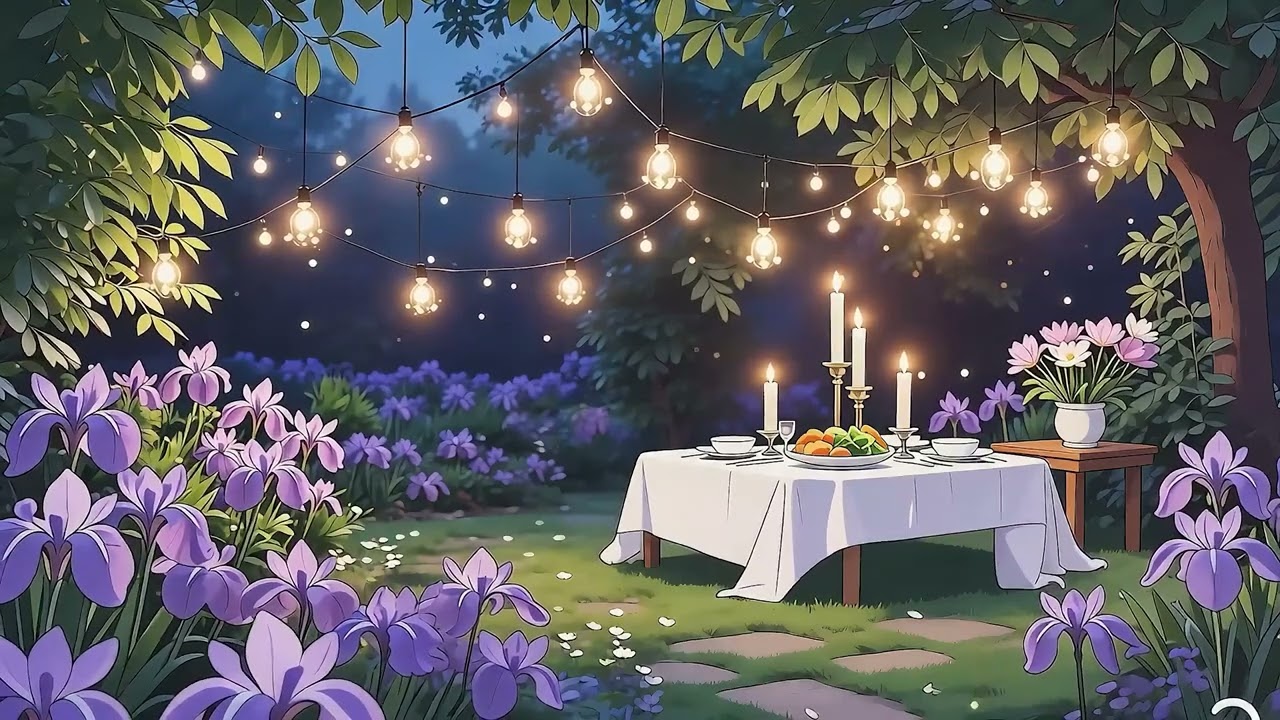 Enchanted Garden Night 💜 Romantic Fairy Lights Loop | 4K Animated Background