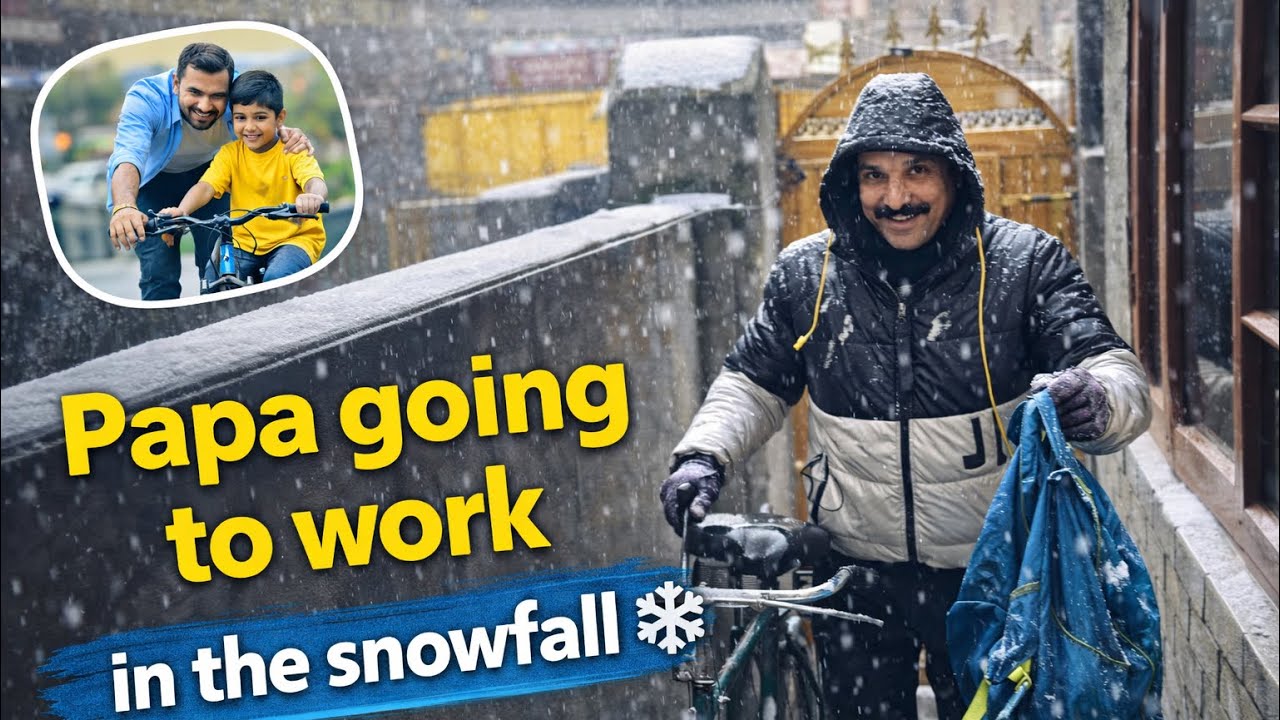 Papa Snowfall mai cycle pai he kaam pai  jata hai ♥️