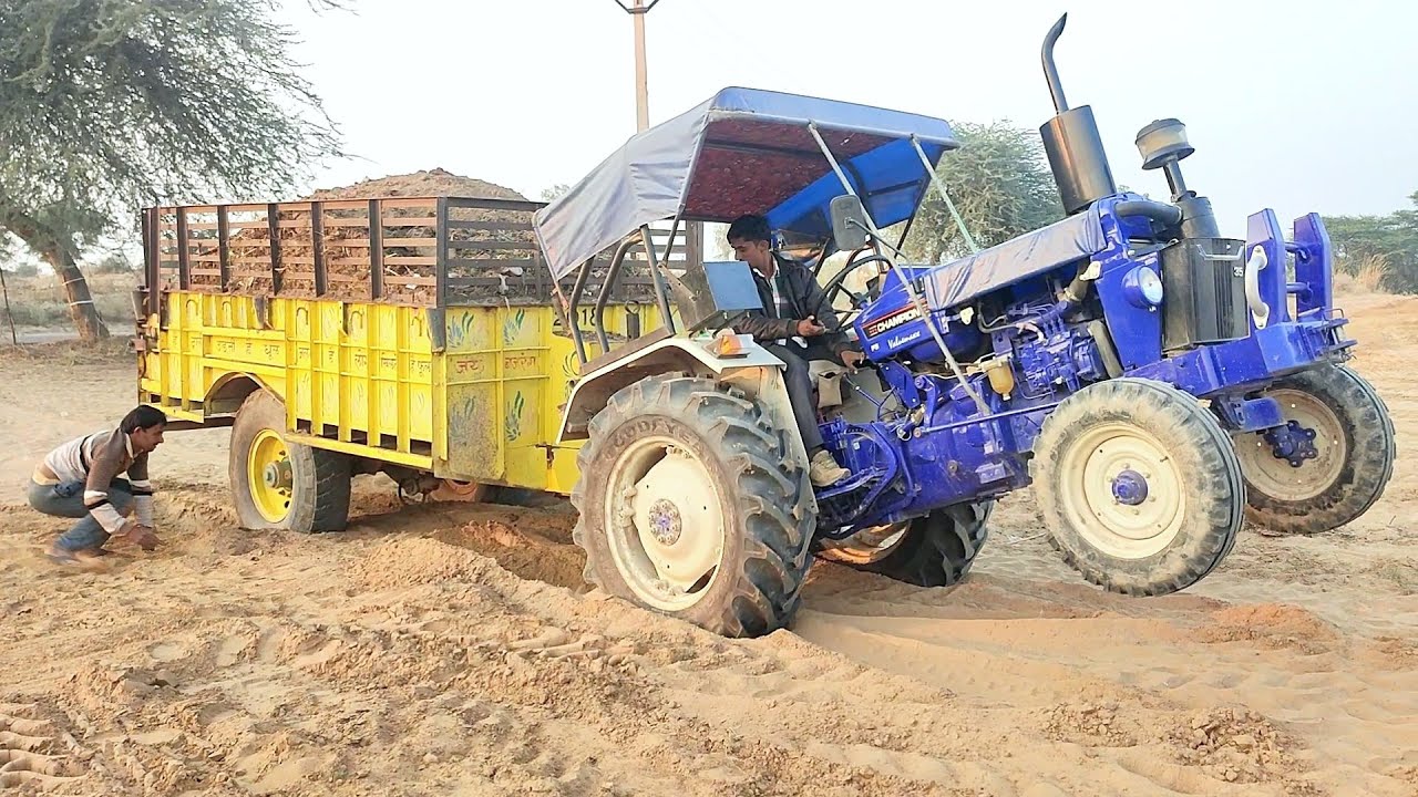 Farmtrac Tractor Full Loaded Trolley with Stuck | Tractor Videos