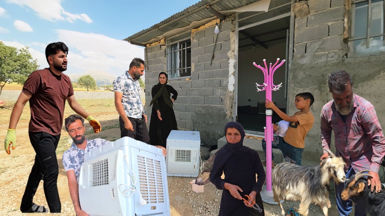 🏡🧱Thamourth surprised everyone by buying an air cooler Fatemeh prepared a traditional village meal