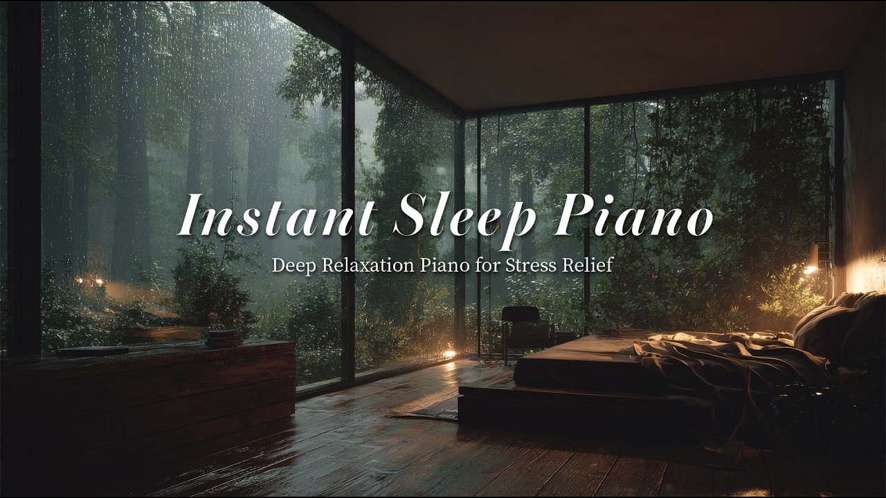 Midnight Forest Rain & Relaxing Piano | 1.5 Hours Deep Sleep Music | Wanderer's Rainy Piano
