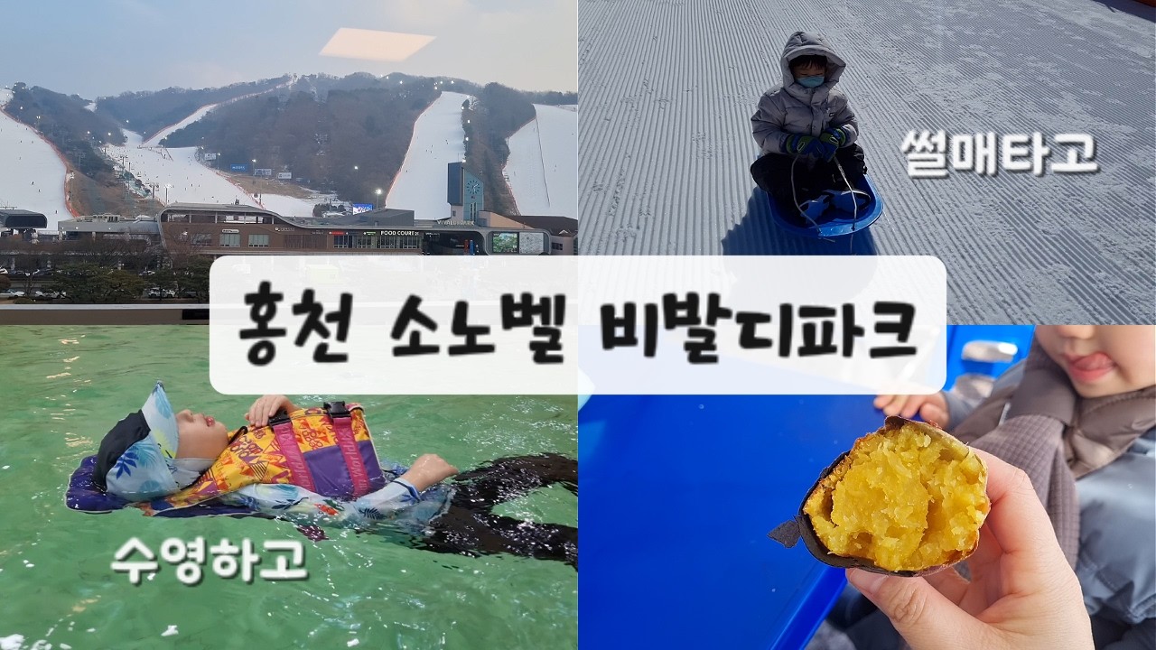 홍천 소노벨 비발디파크 즐기기 / 썰매도 타고 수영도 하고 / 조식에 푸드코트까지