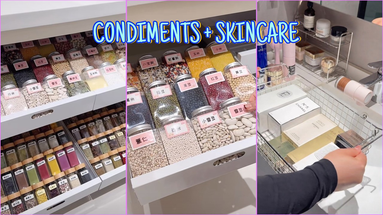 IMMERSIVE KITCHEN CONDIMENT STORAGE 🫙 + SKINCARE UNBOXING 🧴 | Double Organization Reset