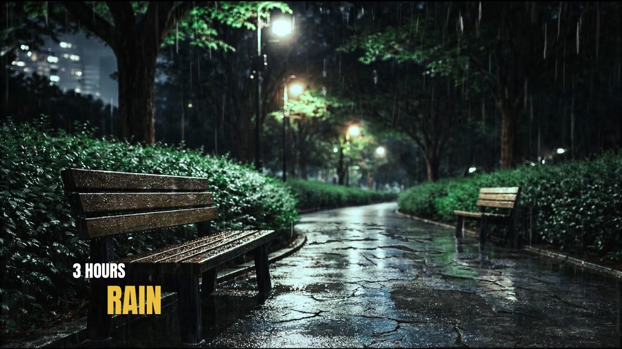 Heavy Rain in a Lonely Night Park 🌧️ Sleep Instantly