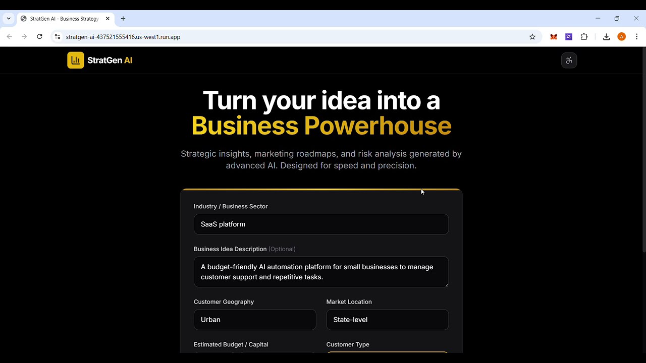 StratGen AI -Business Strategy Generator | Google Deepmind Hackathon| Kaggle.com| 2025-26