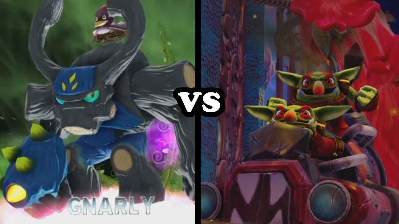 Skylanders Trap Team - Gnarly Tree Rex VS Shrednaught