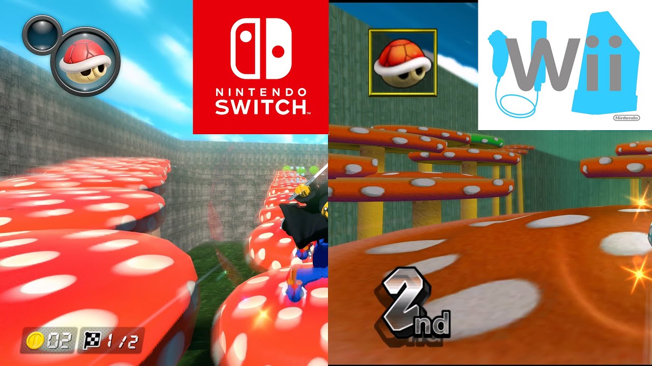 Mushroom Peaks - Switch vs. Wii Comparison - Mario Kart