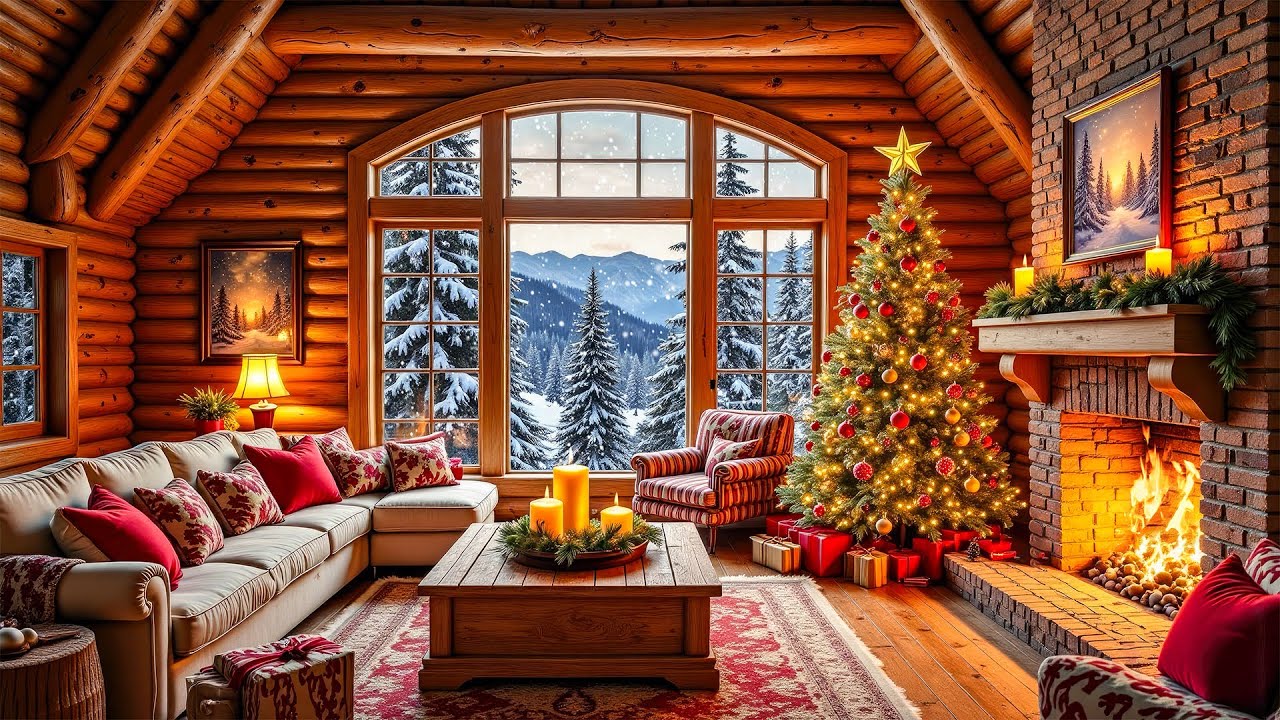 Relaxing Piano Christmas Music 🎄 Cozy Christmas Fireplace with Snowfall ❄️🔥 Christmas Ambience