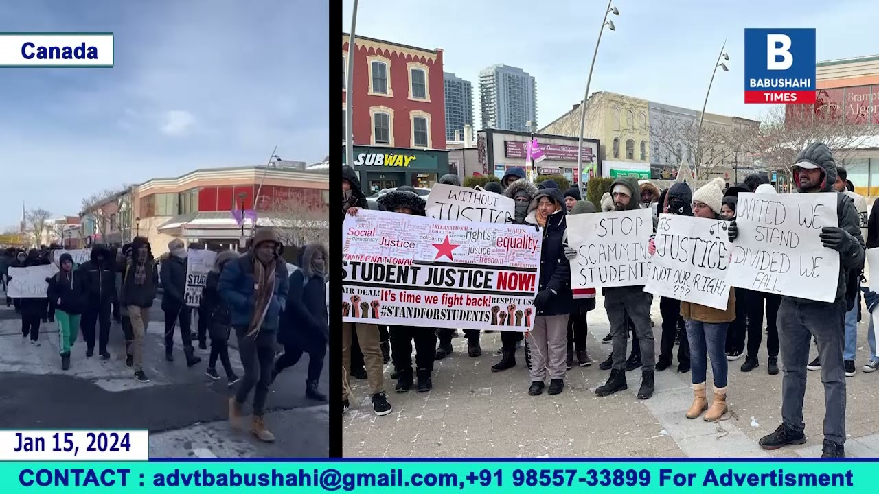 Canada: Punjabi Students Protest against Algoam University Management in Brampton