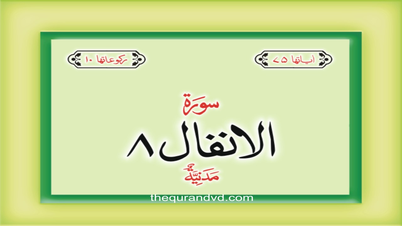 8. Surat Al Anfal with audio Urdu Hindi translation Qari Syed Sadaqat Ali