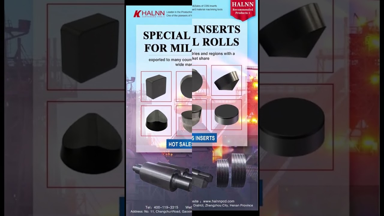 Cbn inserts solution for machining alloy cast iron rolls  carbide rolls HSS rolls with Halnn tool